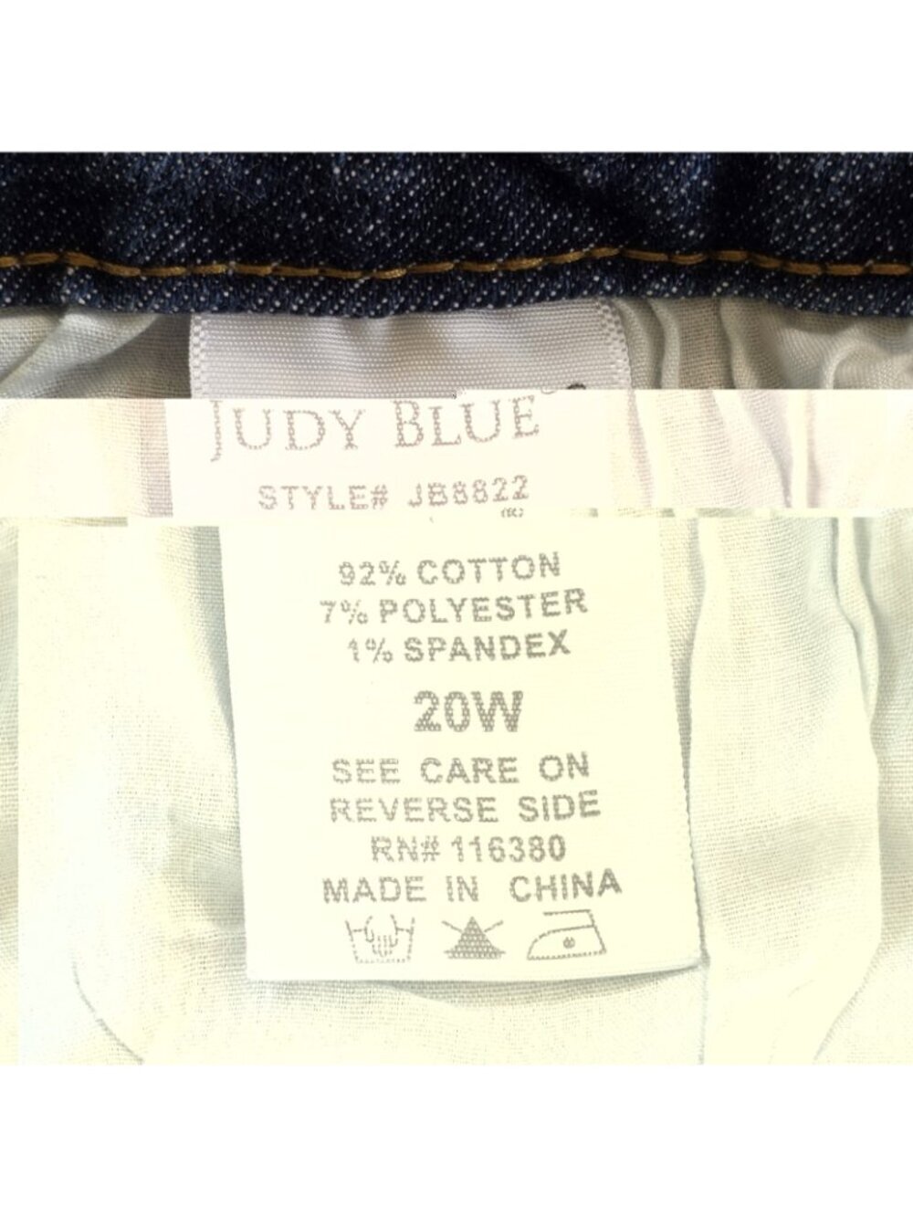 Judy Blue Skinny Jeans 20W Dark Blue Destroyed Distressed Cuffed Stretch JB8822 - Picture 13 of 16